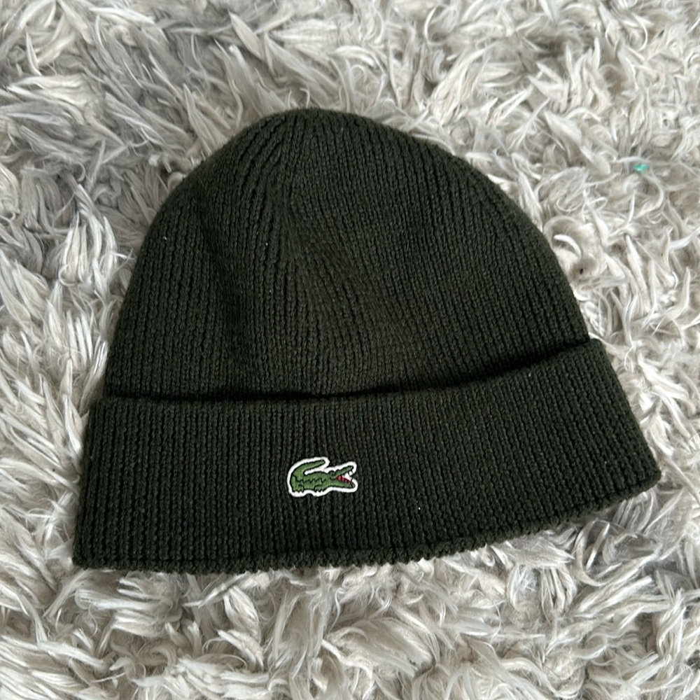 Men’s olive green Lacoste beanie